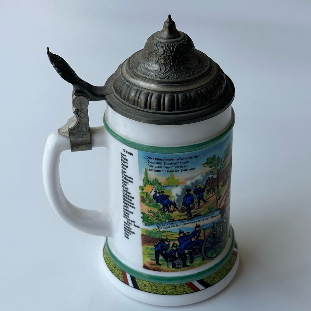 Vintage BMF Milk Glass German Beer Stein